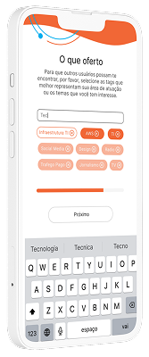 Tela do app definindo o que o usuário oferta